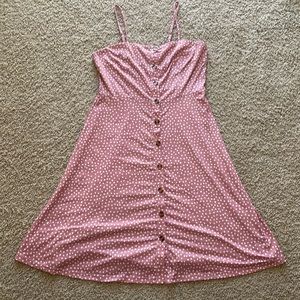 Pink Polka Dot Midi Dress